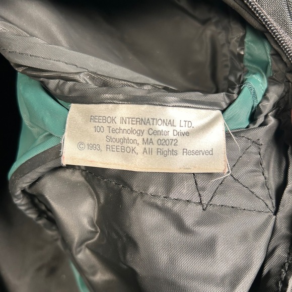 Vintage 1993 Reebok Duffle Bag Black Teal Nylon Gym Travel Vector Logo RN 69421 - Picture 11 of 12
